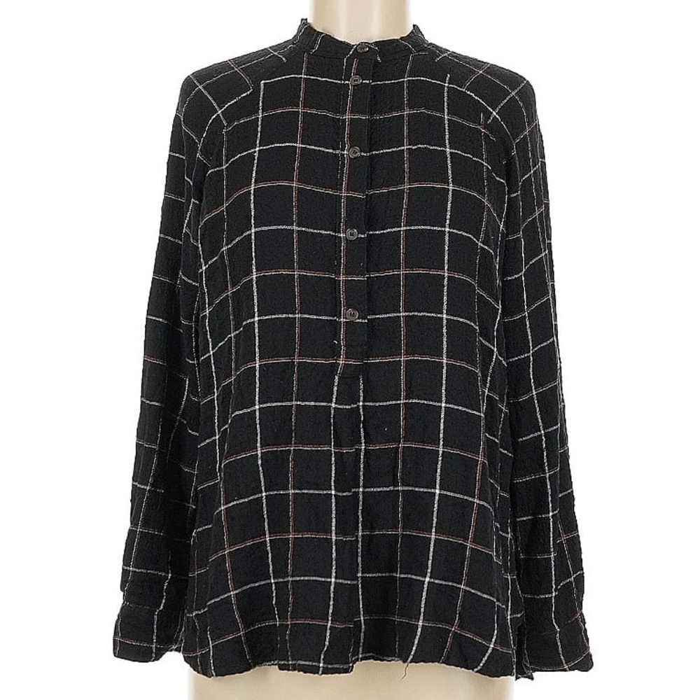 Lou & Grey Black Grid Women's Blouse